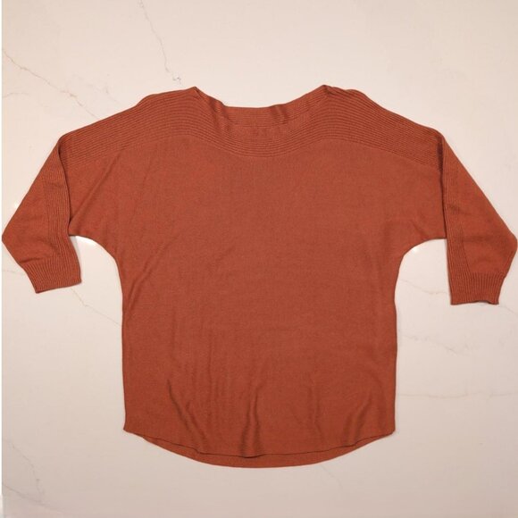 Chico's Cashmere Blend Sz 0 S Sweater Solid Rust Orange Women's Ribbed Pullover - Picture 3 of 10